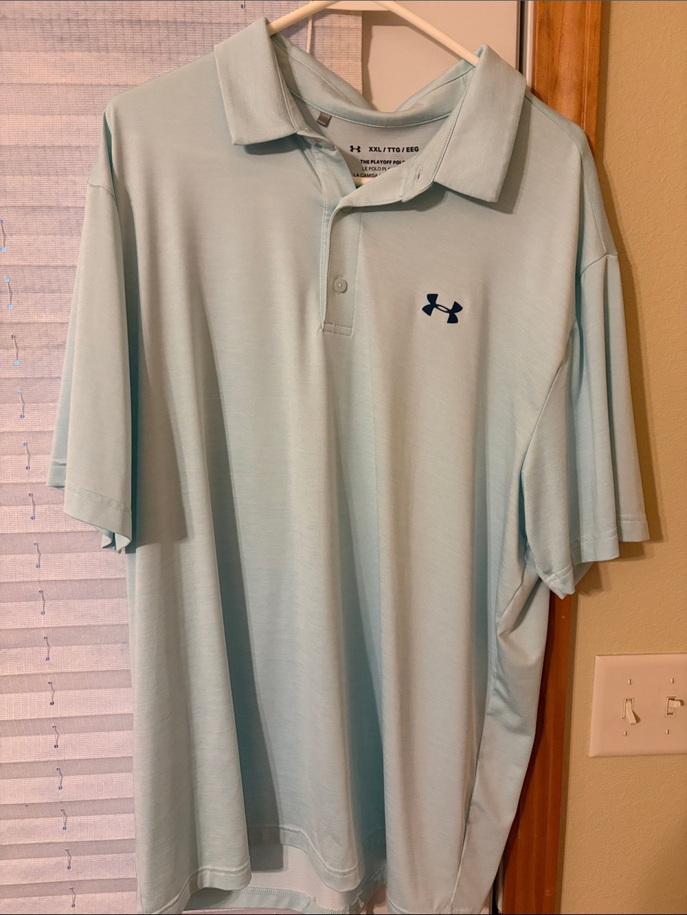 Under Armour Light Aqua Polo Shirt with Navy Logo